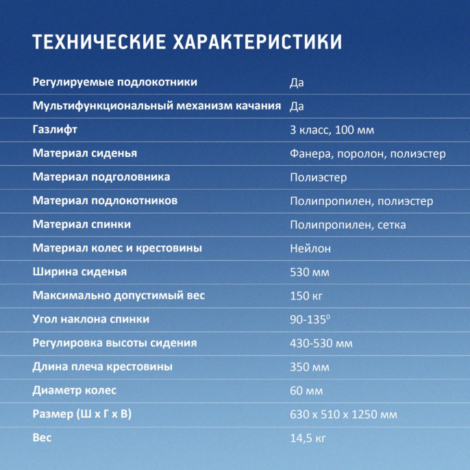 Кресло игровое Oklick 111G, сетка/ткань, до 150кг, черный/синий