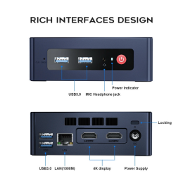 Мини-компьютер Beelink MINI S, CPU: Intel® Celeron® N5095 Processor , 4C/4T , GPU : Intel® UHD Graphics , 8GB DDR4 RAM  128GB SSD , Wi-Fi 5 ; Bluetooth 5.0; LAN 1000M BL/MINI S/N5095/8G/128G/Navy Blue