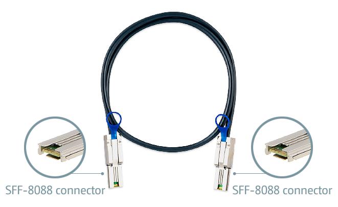 Кабель/ QNAP CAB-SAS10M-8088 mini SAS cable SFF-8088 , 1 m