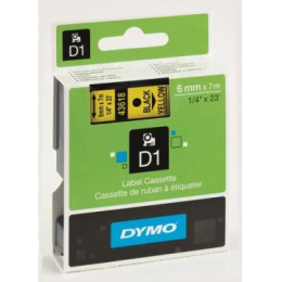 Картридж DYMO D1, черный / желтый / 6мм,  черный шрифт, желтый фон,  7м ( S0720790