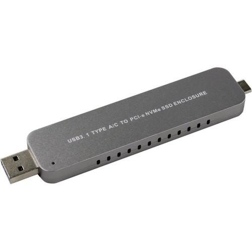 ORIENT 3552U3, USB 3.1 Gen2 контейнер для SSD M.2 NVMe 2242/2260/2280 M-key, PCIe Gen3x2 JMS583 ,10 GB/s, поддержка UAPS,TRIM, разъем USB3.1 Type-A + Type-C, корпус в виде флешки, черный 30902