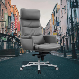 Кресло руководителя Cactus CS-LGR-DUBLIN, кожа, до 120кг, серый