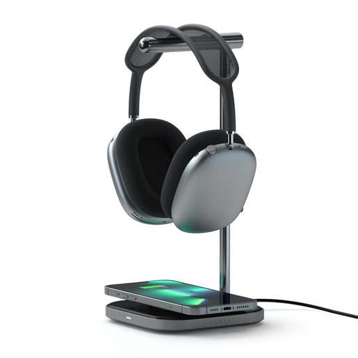 Подставка для наушников 2-в-1 с беспроводным зарядным устройством Satechi 2 in 1 Headphone Stand with Wireless Charger - Space Gray ST-UCHSMCM