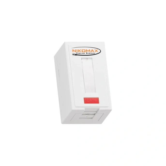 Корпус настенной розетки NIKOMAX 1 порт, под модули-вставки типа Keystone, белый NMC-MB1P-ST-WT