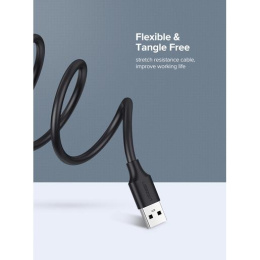 Кабель UGREEN US103-10314 USB-A 2.0 M to USB-A 2.0 F , скорость до 480 Мбит/с, 1m Black