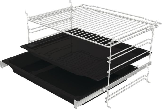 Духовой шкаф электрический Gorenje BOS6737E06WG,  77л,  дверца с 2 стеклами,  белый/нержавеющая сталь