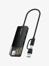 Концентратор CABLETIME CB05B (CT-HUBT5-PB) 4 порта USB-A/C, 10 Гбит/с, 0.2 м, USB-хаб для ноутбука