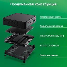 Неттоп Digma Mini Office, Intel Celeron N4020, DDR4 4ГБ, 128ГБ SSD , Intel UHD Graphics 600, CR, Windows 11 Pro, черный [dpcn-4bxw01]