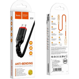HOCO X59/ USB кабель Micro/ 1m/ 2.4A/ Нейлон/ Black