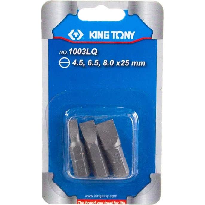 Набор вставок (бит) 1/4", шлицевые, 4.5х0.6, 6.5х1.2, 8.0х1.2, 3шт KING TONY 1003LQ
