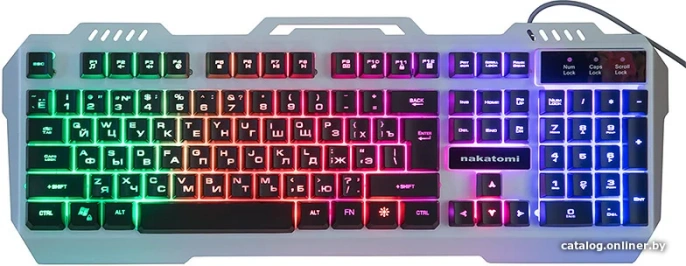 Клавиатура KG-35U SILVER Nakatomi Gaming - игровая с подсветкой, корпус металл, USB, серебристая