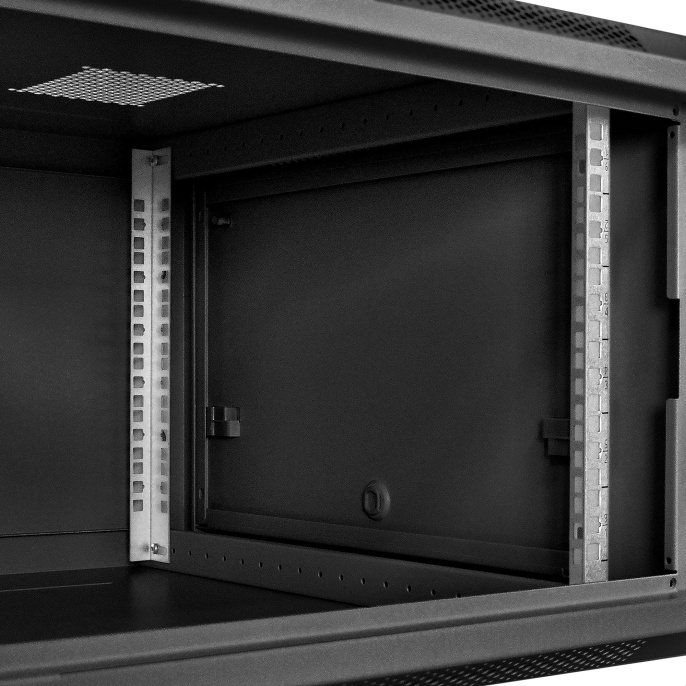 Шкаф телекоммуникационный 19" настенный 6U ExeGate EC-WM-6U.600.G.BLACK 19”, 6U, 600x600x370mm ШхГхВ , передняя дверь закаленное стекло, съемные боковые панели, пыле- и влагозащита IP23, черный RAL 9004 EX298606RUS