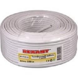 Rexant 01-5101-3 Кабель телефонный ШТЛП 4 жилы CCA, белый, 100м