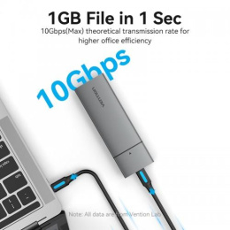 Корпус для SSD Vention USB 3.1 Gen 2-C M.2 NVMe Серый (KPGH0)