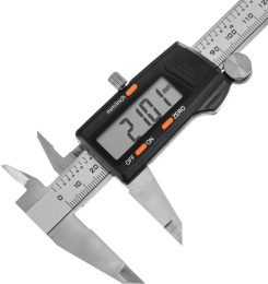 Штангенциркуль электронный Denzel 31613 черный/серый пластиковый футляр