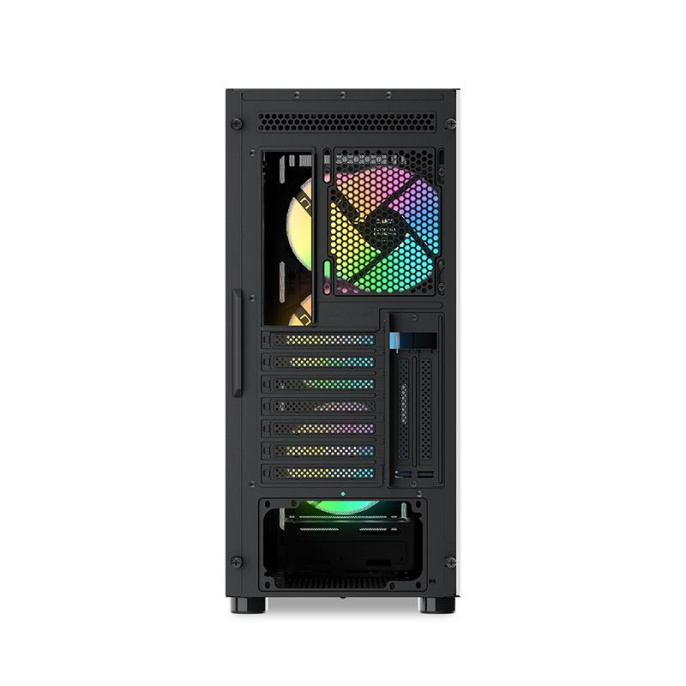 Корпус SAMA S40 Black (S40-BKAPA4X1-GL) (материал: сталь SPCC, окно: закалённое стекло, 1xUSB-C, 2xUSB3.0, Audio, без БП, 3x3.5” и 3x2.5”/3.5″, 7 слотов расширения, ATX, длина видеокарты: 415 мм, высота кулера: 164 мм, воздушное охлаждение: сверху 3х120мм