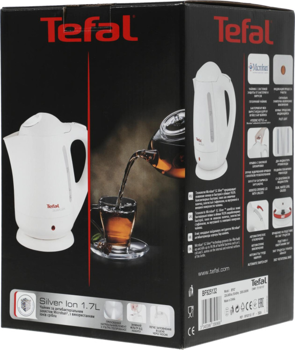 Чайник электрический Tefal Silver Ion BF925132 1.7л. 2400Вт белый корпус: пластик (7211001107)