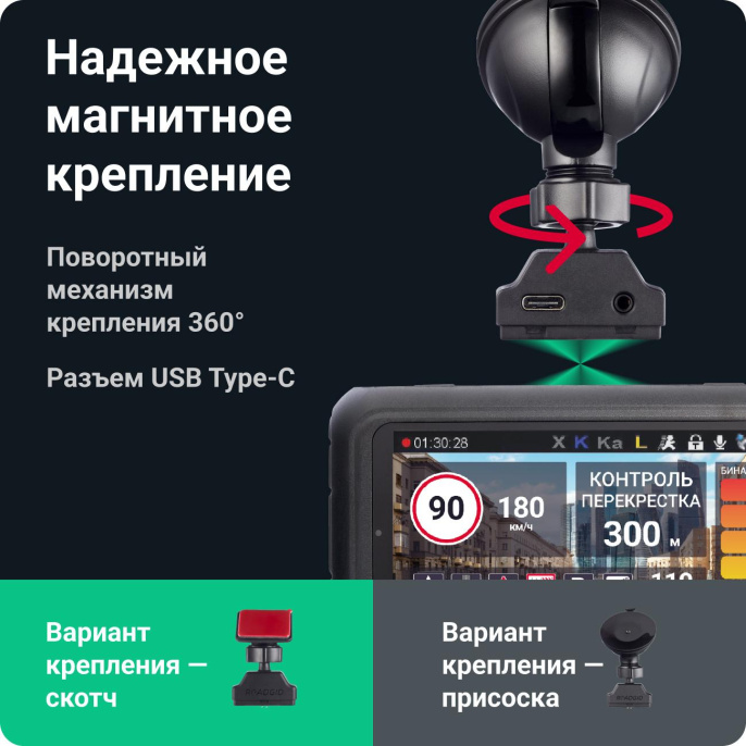 Видеорегистратор с радар-детектором ROADGID Premier 3 2CH, GPS