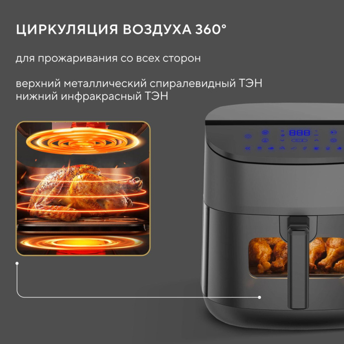 Аэрогриль Hyundai HYF-5457 3000Вт черный