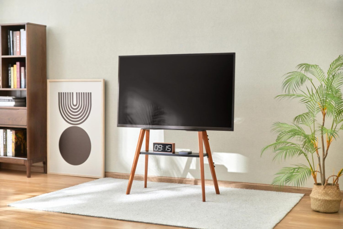 Подставка для телевизора Cactus CS-ST3645BKWN, 43-65", напольный, черный  / орех