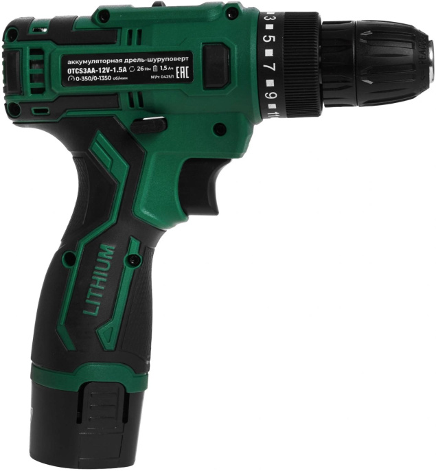 Дрель-шуруповерт Ovk Tools OTCS3AA-12V-1.5A 12Вт аккум. патрон:быстрозажимной (кейс в комплекте)