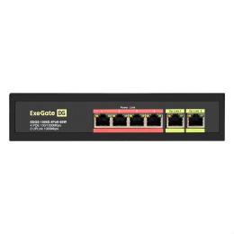 Коммутатор неуправляемый ExeGate EDGS-1006D.4PoE-65W 6-портовый гигабитный UTP 10/100/1000 Base-T: 4 порта IEEE 802.3af PoE , мощность PoE: 15,4W, суммарно 65W, 2 порта RJ45 uplink, настенный/настольный, металлический корпус EX299022RUS