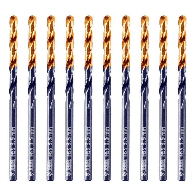 Сверло по металлу Golden Tip 3.5 мм, HSS-Tin, 10 шт, DIN 338 Denzel 717207