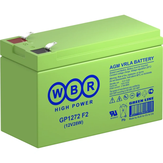 Аккумулятор для ИБП WBR GP1272 F2 (12V28W) 12В, 7.2 Ач УТ-00000225