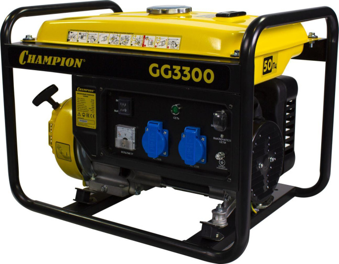 Бензиновый генератор CHAMPION GG3300, 220 В, 3кВт
