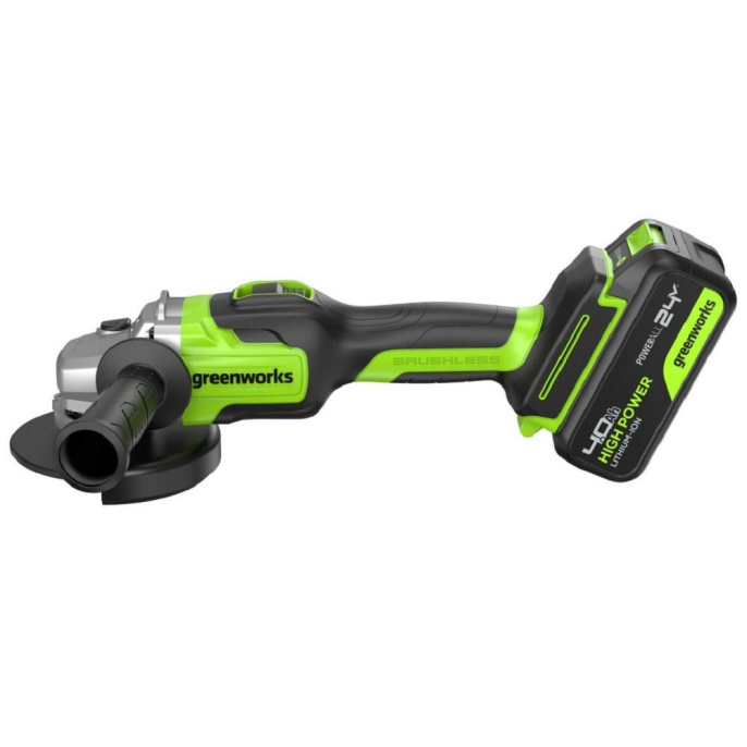 Greenworks GD24AG 24В Угловая шлифовальная машина акк, б/щет, 125 мм, 10500 об/мин,1х4Ач,ЗУ,кор [3200207CUB]