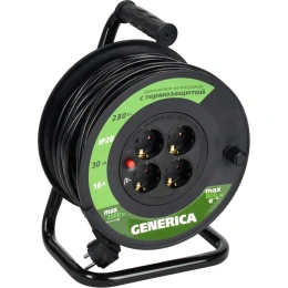 Катушка GENERICA УК30 с т/з 4 места 2P+PE/30м 3x1,5мм2 WKP20-16-04-30-G