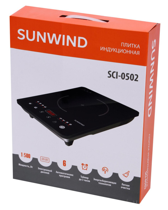 Настольная плита индукционная SunWind SCI-0502, стеклокерамика, черный