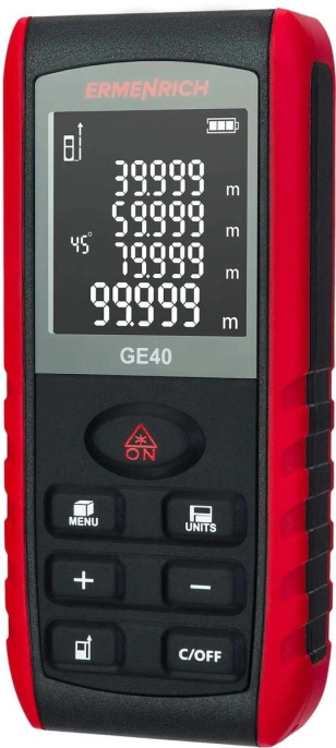 Лазерный дальномер Ermenrich Reel GE40 2кл.лаз. 690нм цв.луч. красный (28676112)