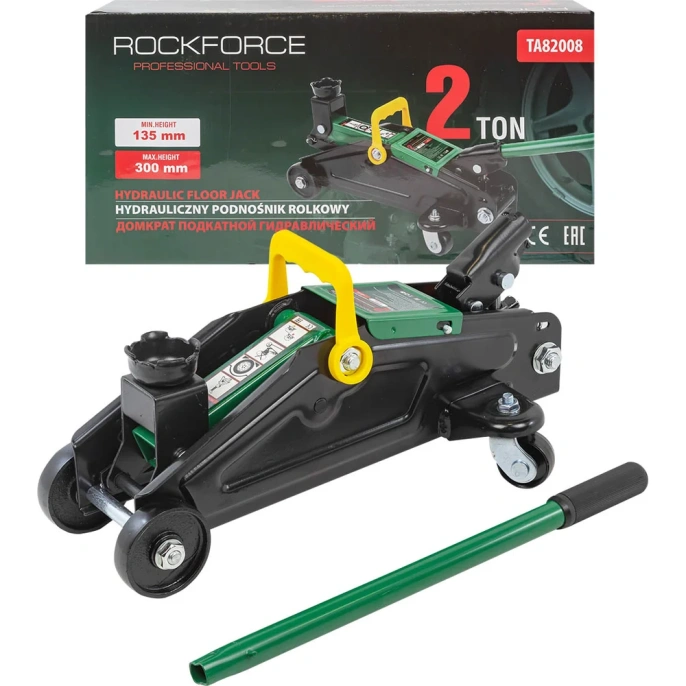 Домкрат гидравлический подкатной Rockforce 2т, h min 135мм, h max 300мм RF-TA82008(4014)