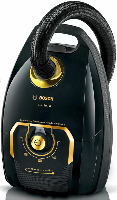 Пылесос Bosch BGL38GOLD, 1700Вт, черный/золотистый