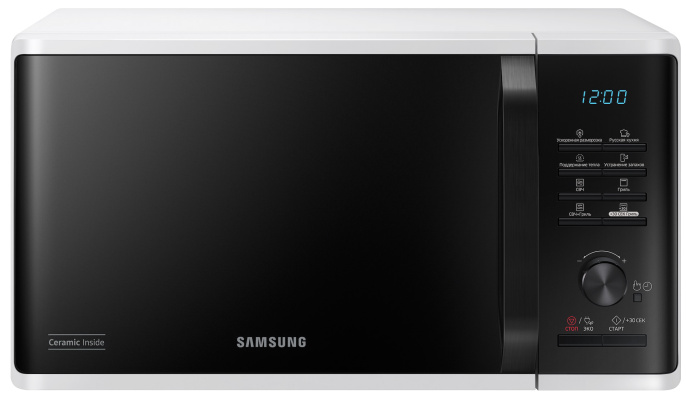 Микроволновая печь Samsung MG23K3515AW/BW, 800Вт, 23л, белый/черный