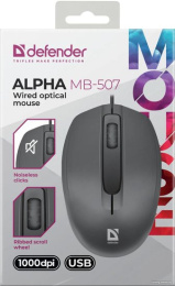 Мышь проводная Defender Alpha MB-507, оптическая, USB, 1000dpi, черный 52507