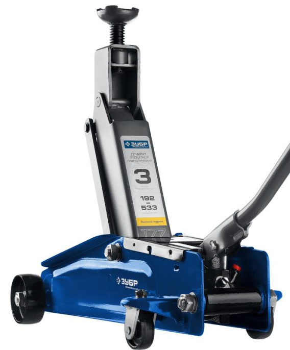 Домкрат гидравлический ЗУБР T77 подкатной,  3т [43055-3]