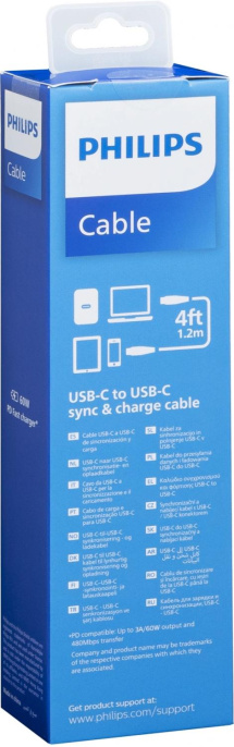 Кабель Philips DLC8701 USB Type-C m -USB Type-C m 1.2м белый коробка упак.:1шт