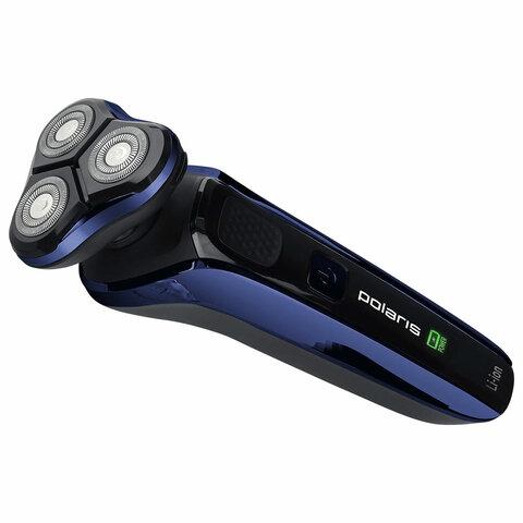 Бритва роторная Polaris PMR 0309RC wet/dry PRO 5 blades+ реж.эл.:3 питан.:элек.сеть/аккум. синий/черный