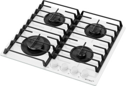 Газовая варочная панель Vitek VGH 6420 WG, 4 конфорки, закаленное стекло, белый