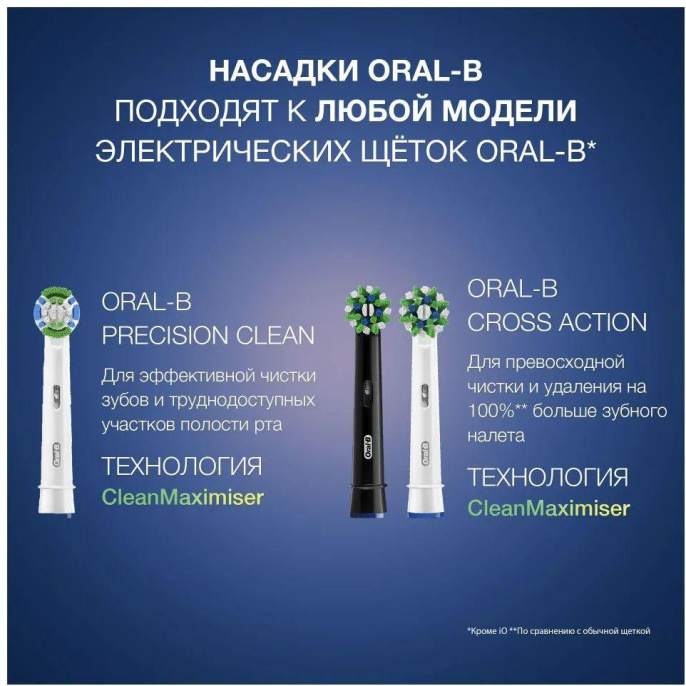 Насадка для зубных щеток Oral-B CrossAction CleanMaximiser, 2 шт [cleanmaximiser black]