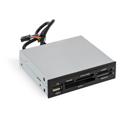 Картридер USB2.0 ExeGate <CR-415> 3.5", мультиформатный: CF/SD/MMC/MS/MS Duo/MS pro/T flash, черный, металл EX283581RUS