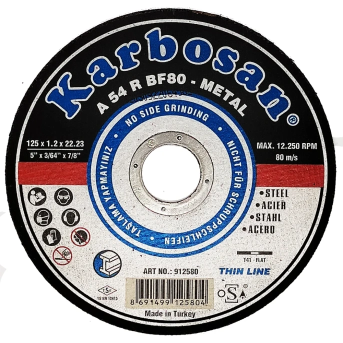 Диск отрезной по металлу 125x1.2x22 мм Karbosan KAR-912580