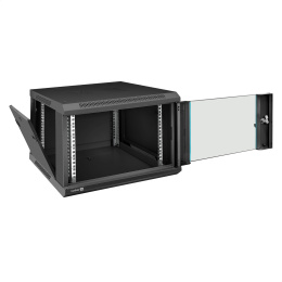 Шкаф телекоммуникационный 19" настенный 6U ExeGate EC-WM-6U.450.G.BLACK (19”, 6U, 600x450x370mm (ШхГхВ), передняя дверь закаленное стекло, съемные боковые панели, пыле- и влагозащита IP23, черный RAL 9004) EX298605RUS