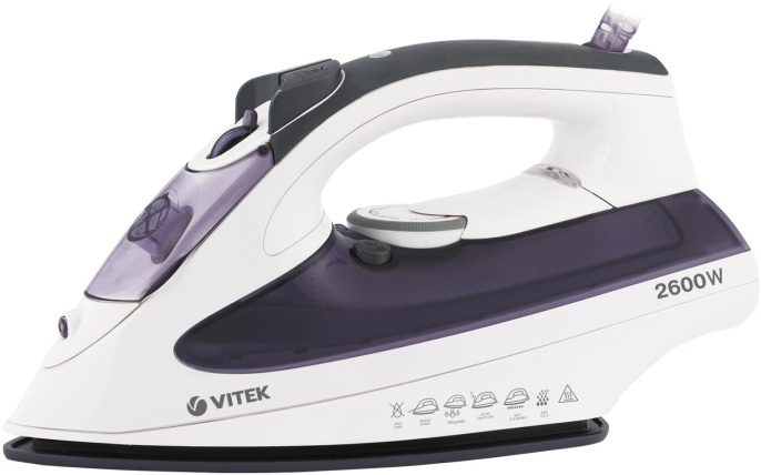 Утюг Vitek VT-8356, с паровым ударом, 2600Вт, с автоотключением, белый и серый