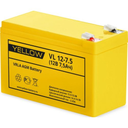Kiper Power Аккумуляторная батарея YELLOW VL 12-7.5 12V, 7.5Ah, 5 лет, 2.15кг, 151х65х94 98 мм АКБ для ИБП, Аналог АКБ Ippon IP12-7 12V, 7Ah , 27209, 2766905600018 669056, Kiper GP-1272 F2 12V/7.2Ah