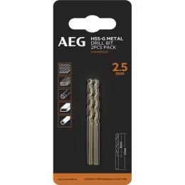 Сверло по металлу HSS-G (2 шт; 2.5х30х57 мм) AEG AAKHSSG025 4932479305