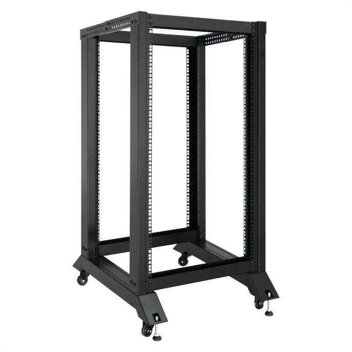 Стойка ExeGate EOR2-24U.1000.BLACK (открытая телекоммуникационная 19", 24U, двухрамная, усиленная, с роликовыми опорами, раздвижная, В1255хШ600х Г(550-790) мм, цвет черный RAL 9004) EX301162RUS