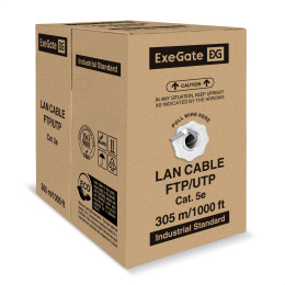 Кабель ExeGate Special UTP4-C5e-CCA-S24-IN-PVC-GY-305 UTP 4 пары кат.5e CCA, 0.48мм (24AWG), 305м, серый, PVC EX301084RUS